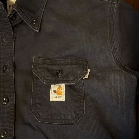 Carhartt & Lapco Men's FR Navy Work Shirts: 2 Medium - Picture 8 of 13
